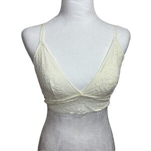 Aerie Racerback Bralette Womens M Cream Double Adjustable Straps Lace Lined
